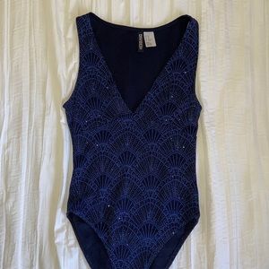 Sparkly deep v bodysuit